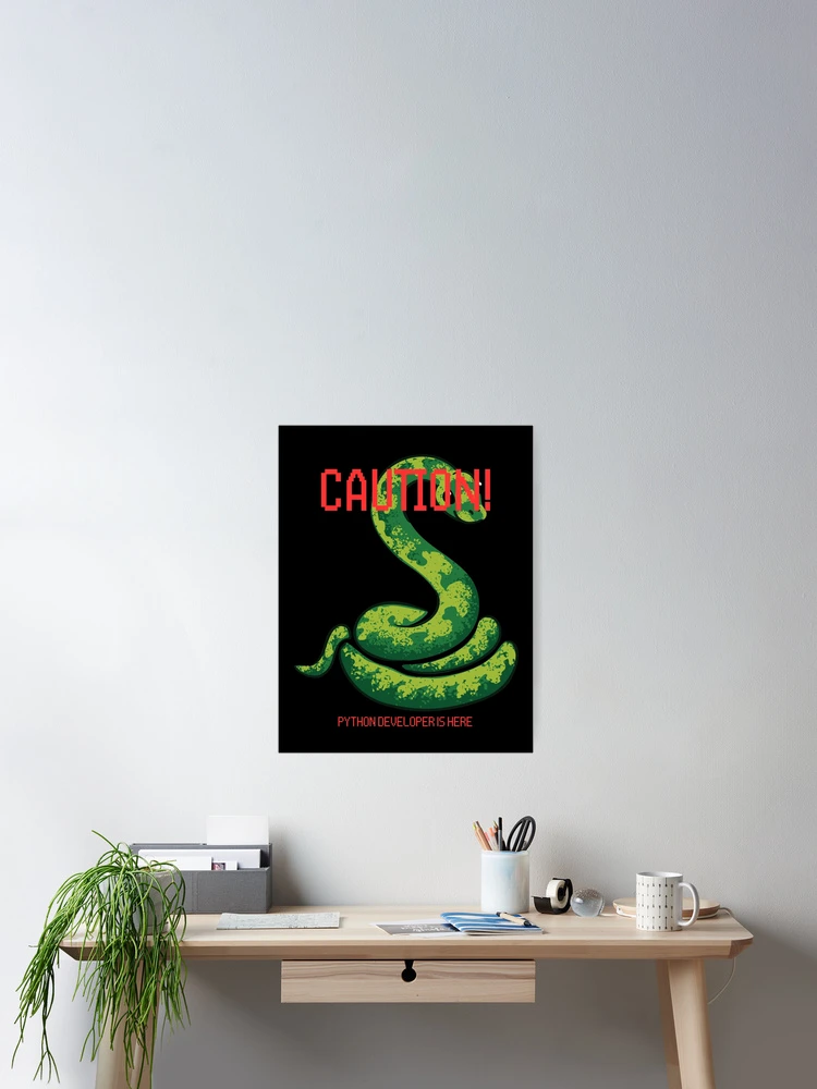 Thumbnail 2 of 3, Poster, Python developer is here designed and sold by Redstrawberry13.