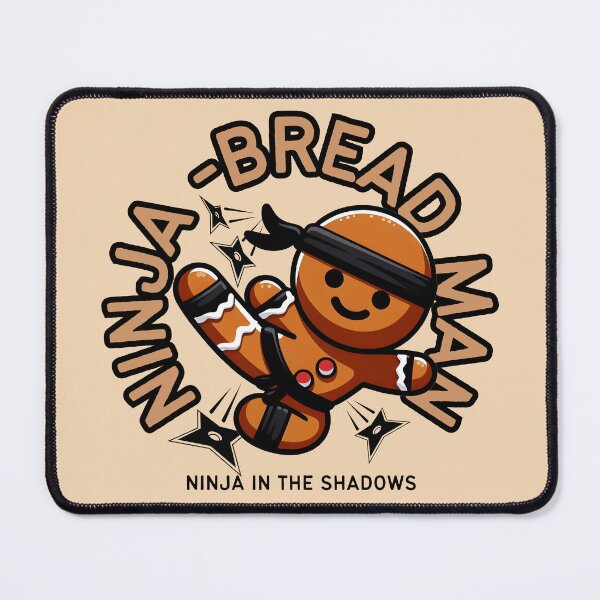 Item preview, Ninja Bread Man performing aerial kick while dodging multiple shurikens for Christmas designed and sold by The magic  Yellow bus.