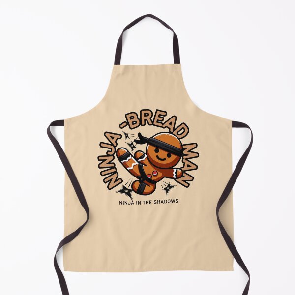 Item preview, Ninja Bread Man performing aerial kick while dodging multiple shurikens for Christmas designed and sold by The magic Yellow bus.
