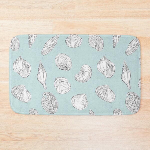 Item preview, Seashells pencil drawing on blue background  designed and sold by helga-wigandt.