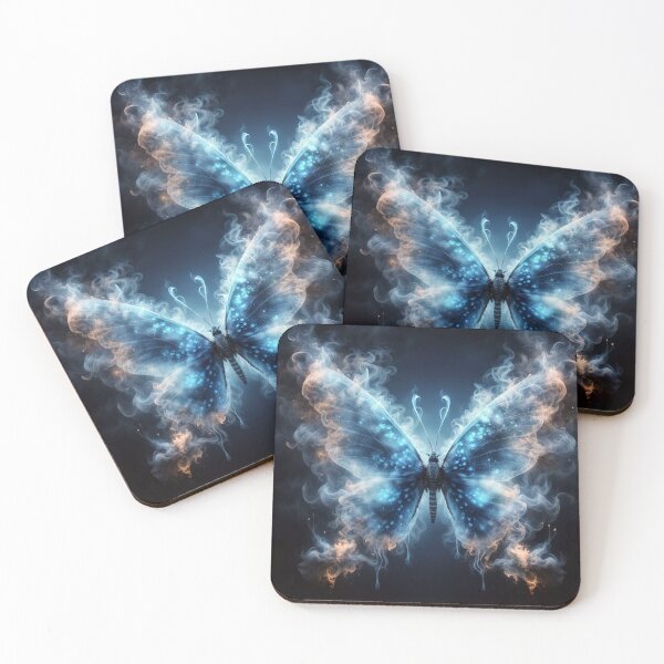 Item preview, Epic blue butterfly composed of smoke, glitter, artistic photography, designed and sold by Medly.