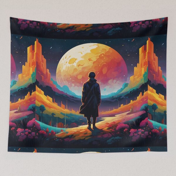 Item preview, Creative artnaturals interacting colors of a traveler and the moon designed and sold by Al-Light.