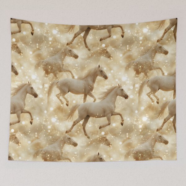 Item preview, Ethereal White Horses in Starlight - beige - sparkle - light designed and sold by PICbyFemke.