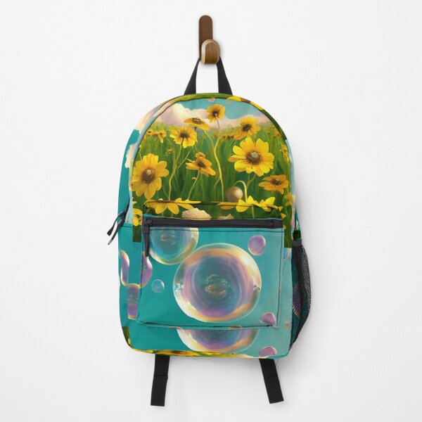 Item preview, Big Bubbles Rising From Yellow Wildflower Meadow on a Sunny Day with Clouds designed and sold by Loving Nature Gifts.
