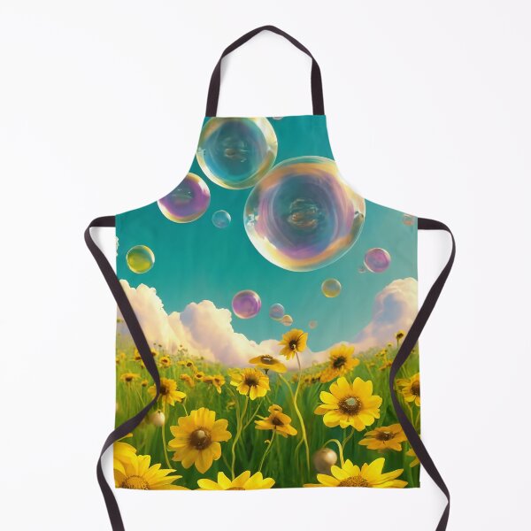 Item preview, Big Bubbles Rising From Yellow Wildflower Meadow on a Sunny Day with Clouds designed and sold by Loving Nature Gifts.