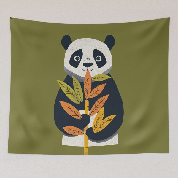 Item preview, "Bamboo Bliss Panda" - Serene Panda with Bamboo Leaves Illustration designed and sold by Sir Meow Meow.