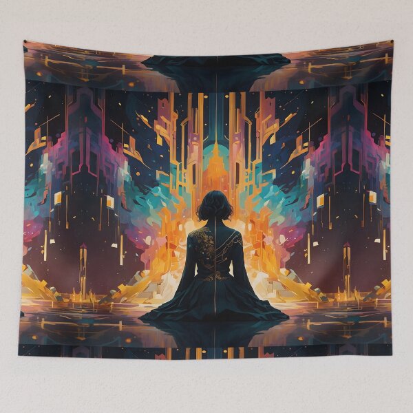 Item preview, Creative artnaturals interacting colors of a girl sitting on the floor designed and sold by Al-Light.