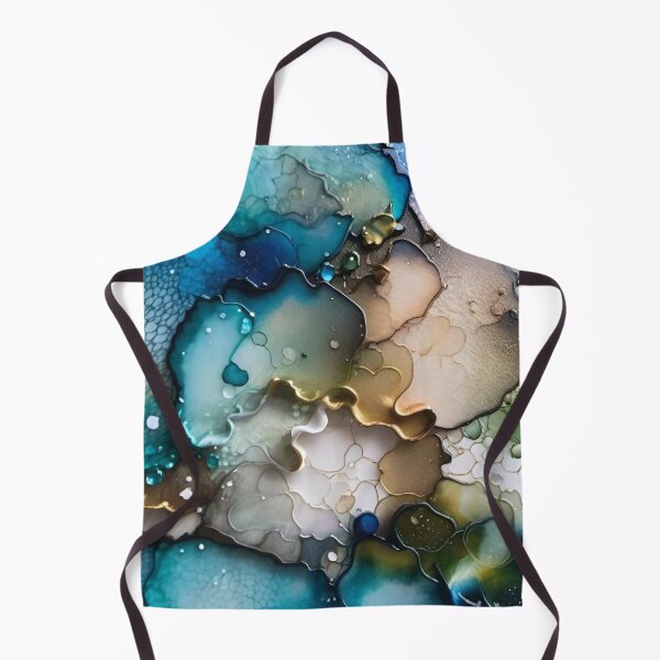 Item preview, Abstract acrylic art in teal and gold designed and sold by MyAbstractInk.