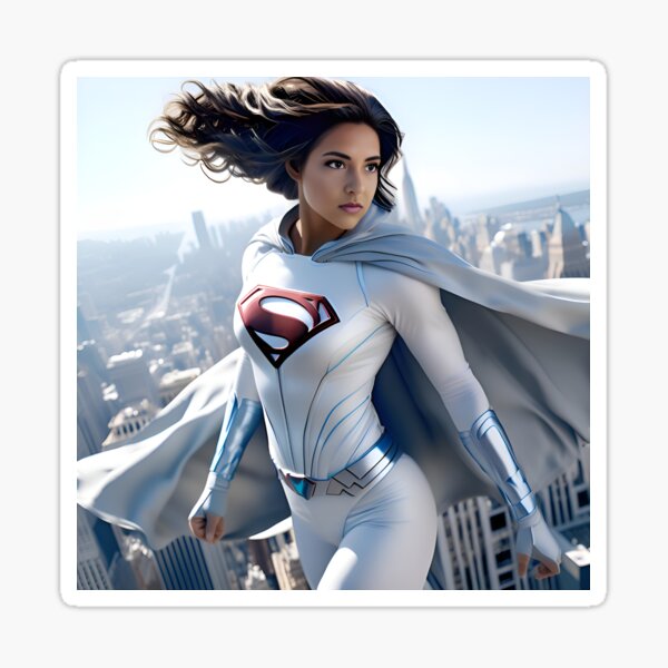 Super hero girl white Sticker