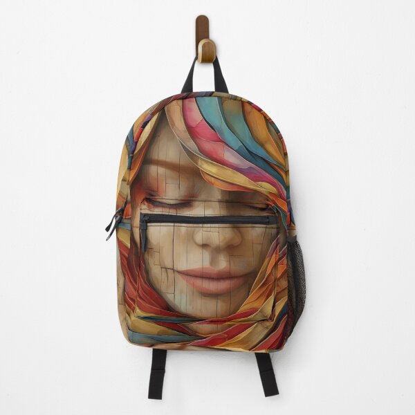 Item preview, colorful wooden textured print of a female face designed and sold by dcrc.