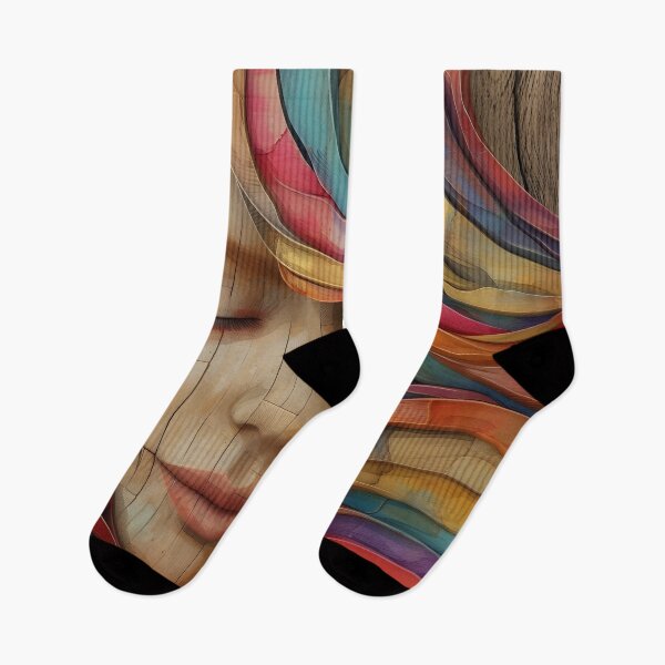 Item preview, colorful wooden textured print of a female face designed and sold by dcrc.