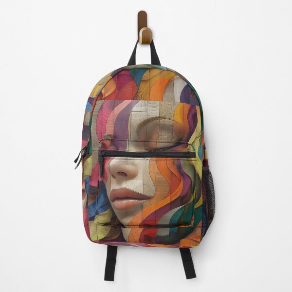 Item preview, colorful wooden textured print of a female face designed and sold by dcrc.