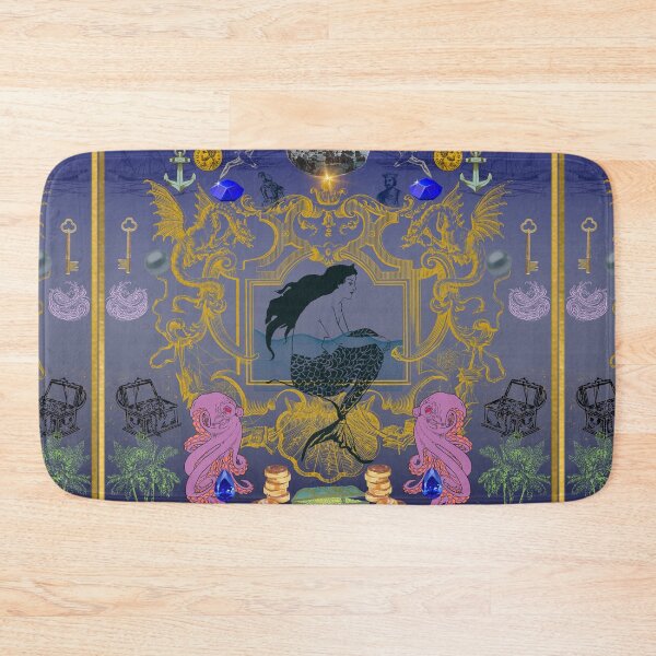 Item preview, Mermaid in the ocean at night with octopus us, gold and forciers designed and sold by Sugar Wisdom .