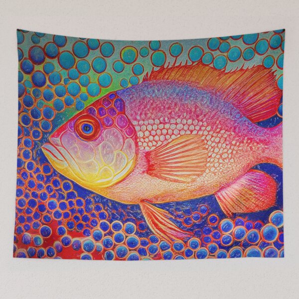 Item preview, Abstract Aqua Dreams Red Snapper Fish designed and sold by Rocky Mountain Artistry.