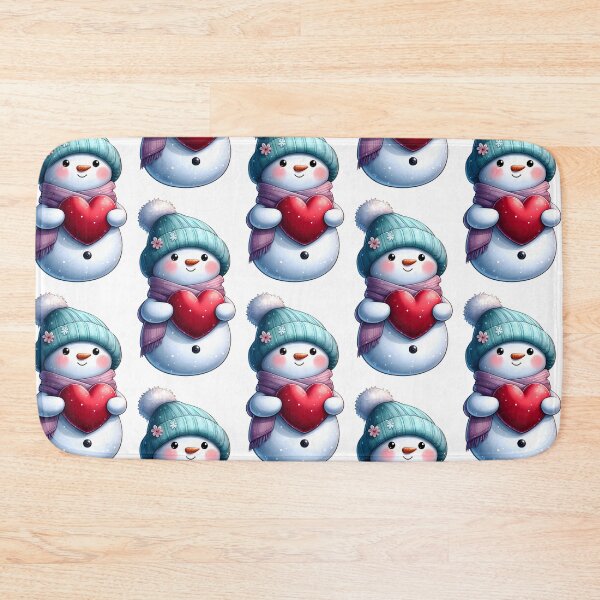 Item preview, Cute Kawaii Snowman holding a red Heart designed and sold by DreamyEscapism.