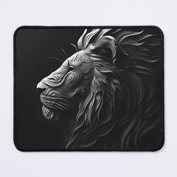 Item preview, black paper lion portrait art print designed and sold by dcrc.