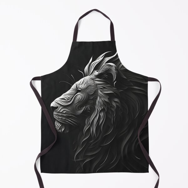 Item preview, black paper lion portrait art print designed and sold by dcrc.