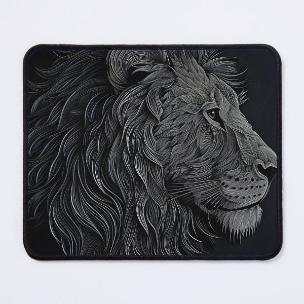 Item preview, black paper lion portrait art print designed and sold by dcrc.