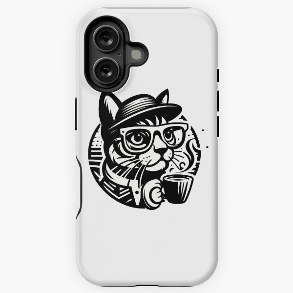 Vista previa del artículo con la obra «Gato hipster con café», diseñado y vendido por Big Catsby.