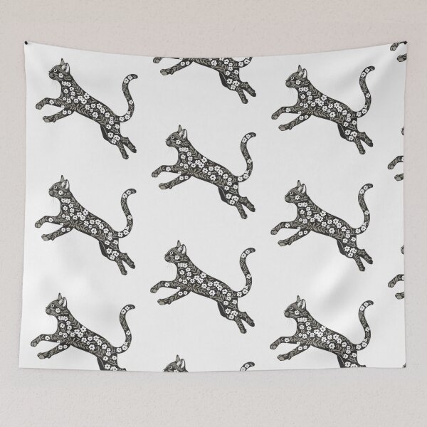 Item preview, Beautiful Flower Cat Leaping designed and sold by PlanetMarker.