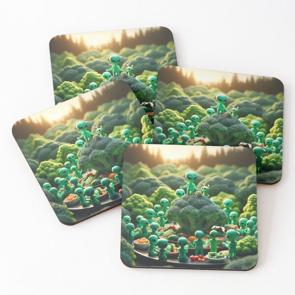 Item preview, Alien Feast - Surreal Psychedelic Broccoli World High Resolution Art designed and sold by StonerAlienShop.