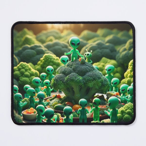 Item preview, Alien Feast - Surreal Psychedelic Broccoli World High Resolution Art designed and sold by StonerAlienShop.
