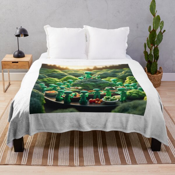 Item preview, Alien Feast - Surreal Psychedelic Broccoli World High Resolution Art designed and sold by StonerAlienShop.