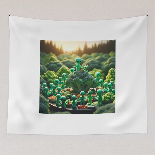 Item preview, Alien Feast - Surreal Psychedelic Broccoli World High Resolution Art designed and sold by StonerAlienShop.