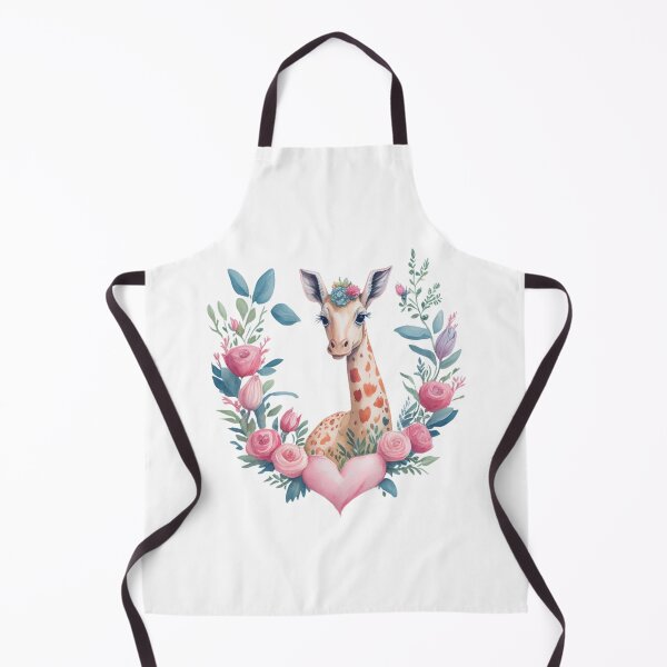 Item preview, Cute little giraffe with a pink heart among roses - small portrait in vintage style. designed and sold by SaraSumi.