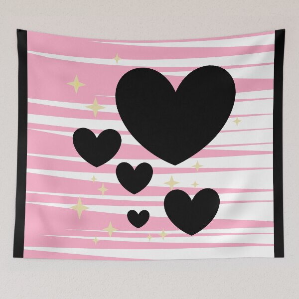 Item preview, Print of black hearts and pink background designed and sold by PrettySol.