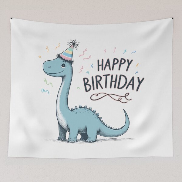 Item preview, Kawaii Happy Birthday Dinosaur Brontosaurus Party designed and sold by TomFrontierArt.