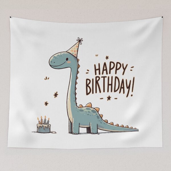 Item preview, Kawaii Happy Birthday Dinosaur Brontosaurus Party designed and sold by TomFrontierArt.