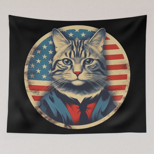 Item preview, American cat USA flag designed and sold by Szkicerka.