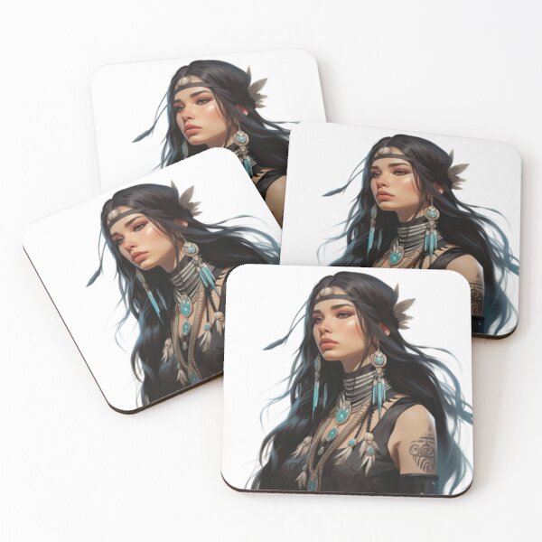 Item preview, Young Native American woman adorned with the symbols of her tribe designed and sold by cristina1001.