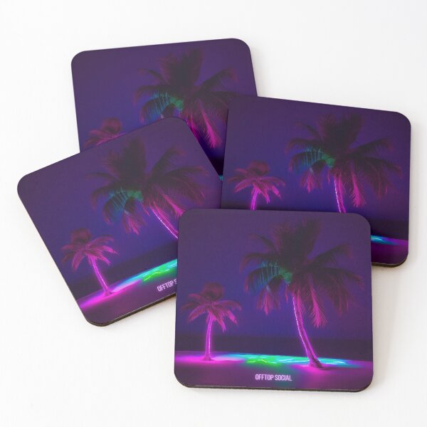Item preview, Illuminated Tropical Palms Under Neon Lights in a Nocturnal Setting designed and sold by OfftopSocial.