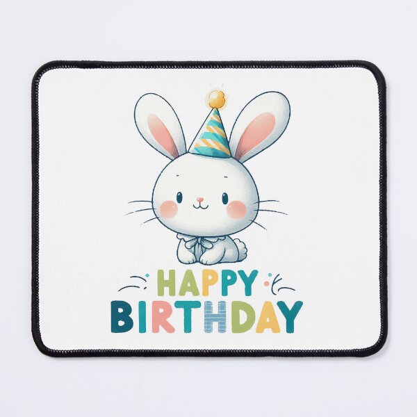 Item preview, Kawaii Happy Birthday White Bunny Rabbit Party designed and sold by TomFrontierArt.