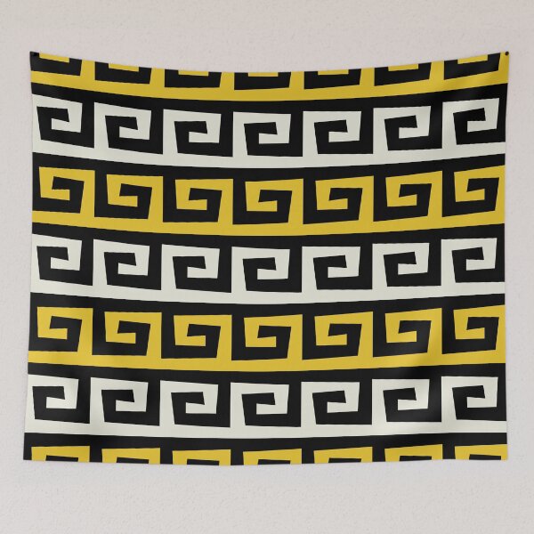 Item preview, Greek Key Pattern Black and Yellow designed and sold by tonymagnerart.