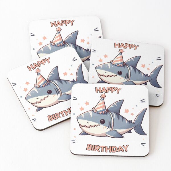 Item preview, Kawaii Happy Birthday Shark Party designed and sold by TomFrontierArt.