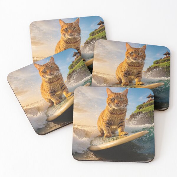 Item preview, Cat chilling on a surfboard in the ocean designed and sold by RK - Shop.