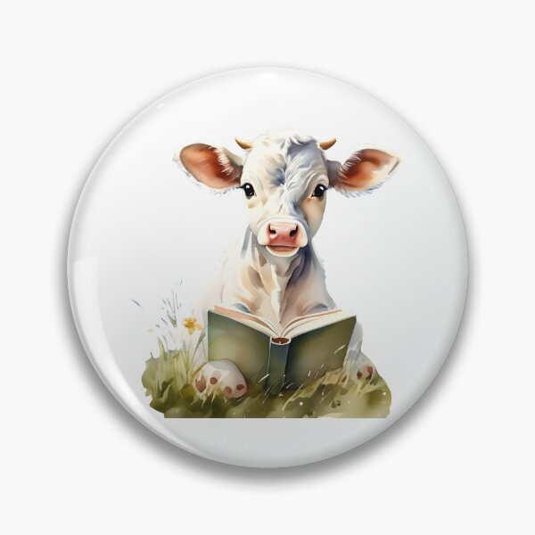 Item preview, Watercolor Baby Cow with Book designed and sold by IndieBookCove.