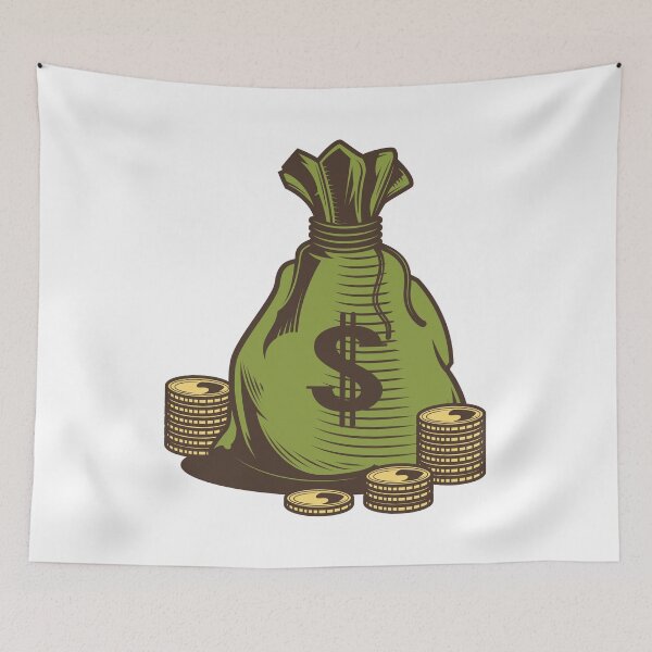 Item preview, Golden Prosperity: Intricate Illustration of a Money Sack Overflowing with Gold Coins designed and sold by OpsDesing.
