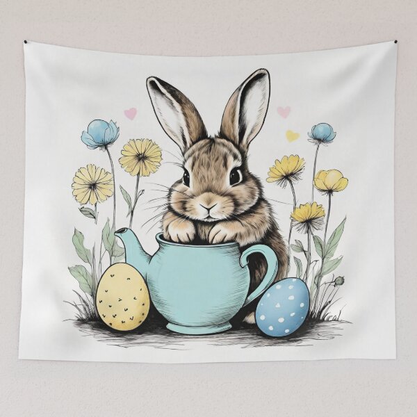 Item preview, Colorful Festive Easter Eggs Easter Bunny Spring Flowers Version 16 designed and sold by DreamingAwake1.