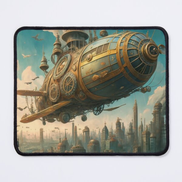 Item preview, Steampunk Zeppelin Flying Over a City designed and sold by clay012303.