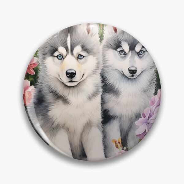 Item preview, Alaskan Malamute Puppies in a Flower Garden designed and sold by Samuelsboro.