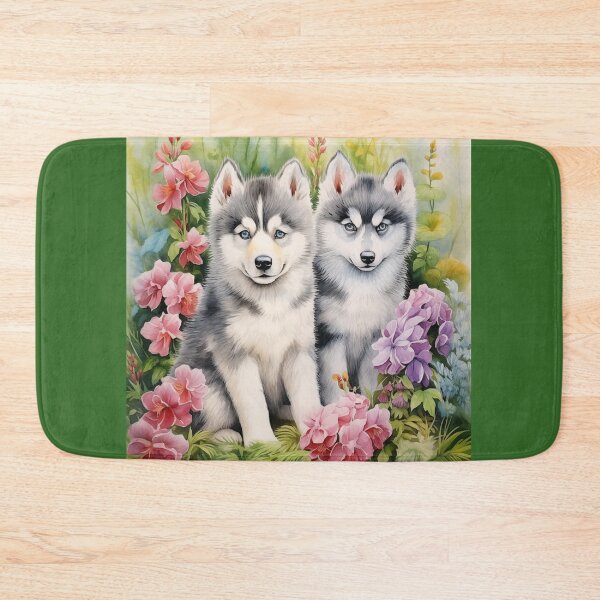 Item preview, Alaskan Malamute Puppies in a Flower Garden designed and sold by Samuelsboro.