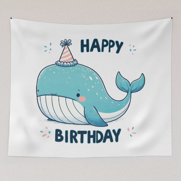 Artikelvorschau, Kawaii Alles Gute zum Geburtstag Blauwal entworfen und verkauft von TomFrontierArt.