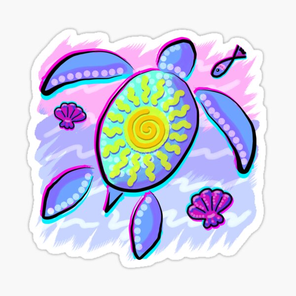 Item preview, Sea Turtle and Sun Abstract Glitch Ultraviolet Symbol  designed and sold by BluedarkArt.