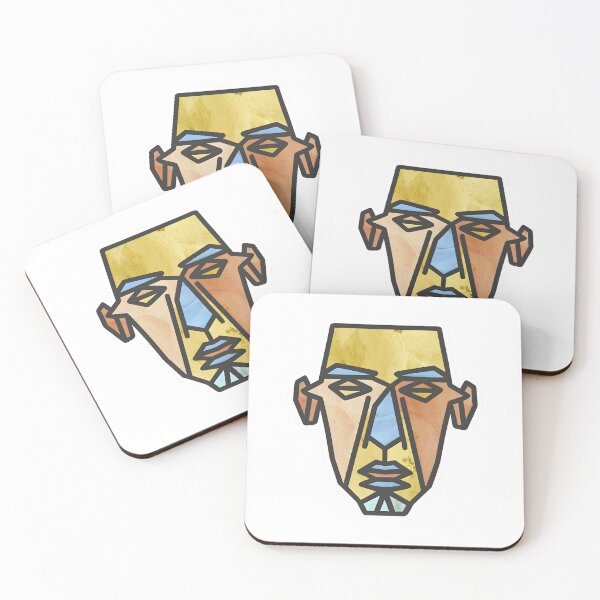Item preview, cubist face with exaggerated geometric shapes.sticker designed and sold by ArtshirtGroup.