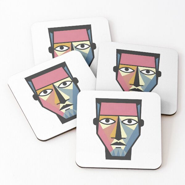 Item preview, cubist face with exaggerated geometric shapes.sticker. designed and sold by ArtshirtGroup.