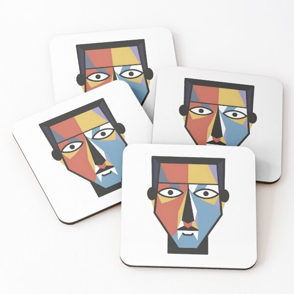 Item preview, cubist face with exaggerated geometric shapes.sticker, designed and sold by ArtshirtGroup.
